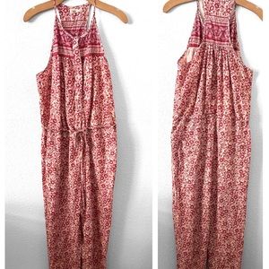 Faherty Red Floral Jumpsuit Size M